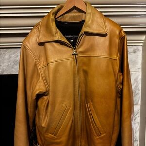 Men's Brown Leather Bomber Jacket